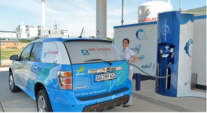 Photo of a person refuelling a hydrogen car