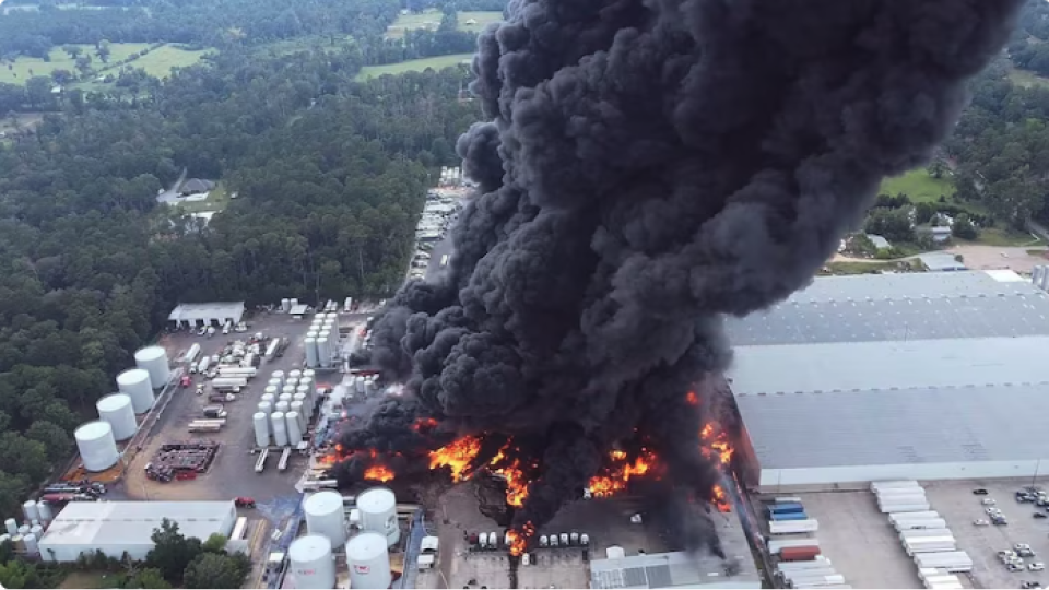 Oil plant explosion in Lousiana, Saturday August 23. Photo courtecy of Tangipahoa Parish Sheriff's Office