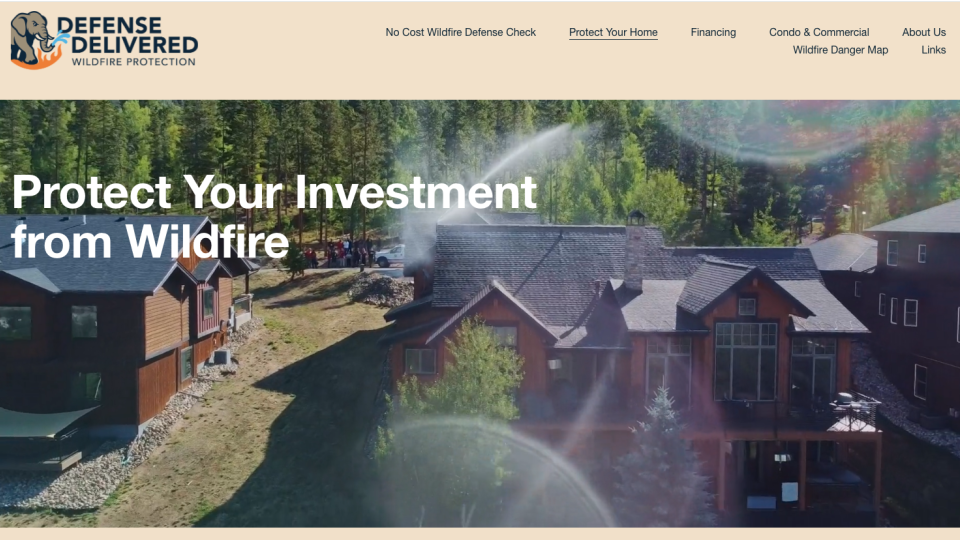 Defense Delivered sprinkler system for protection of residential buildings against wildfires.