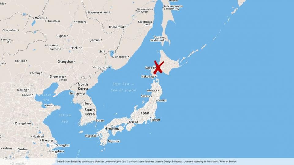 Map of the Sapporo region in Japan