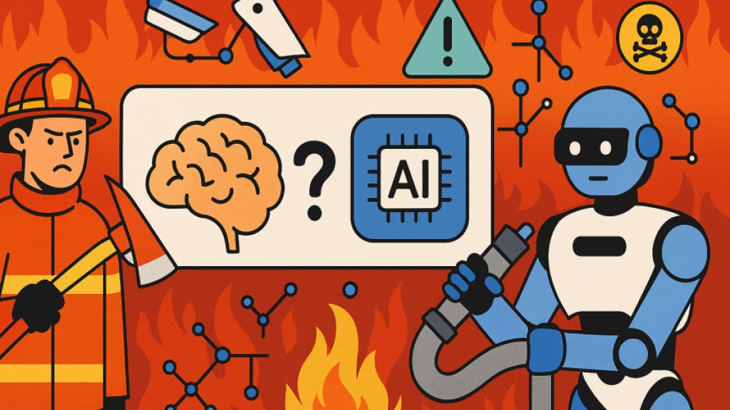 Biological brain vs AI and robotics. Simple illustration executed by MS CoPilot.