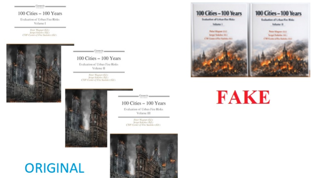 Real vs fake cover for the CTIF book "100 Cities, 100 Years".