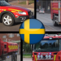 Brandbilar och svensk flagga